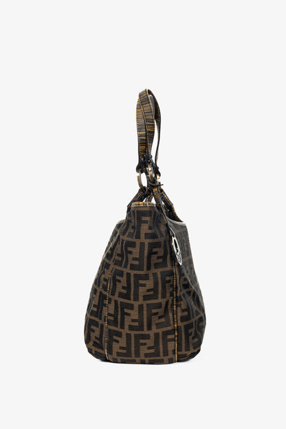 Fendi Chef Brown Zucca Canvas Leather-Trim Tote