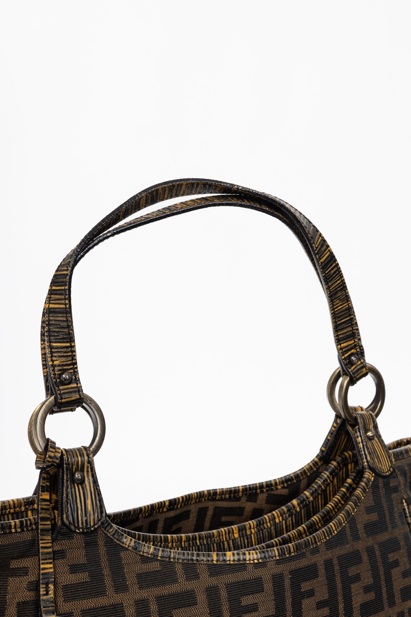 Fendi Chef Brown Zucca Canvas Leather-Trim Tote