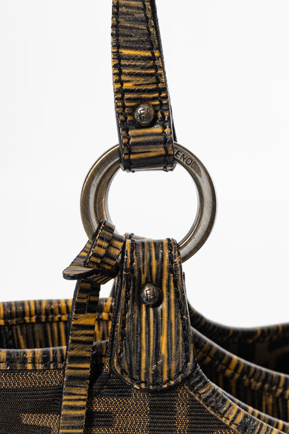 Fendi Chef Brown Zucca Canvas Leather-Trim Tote
