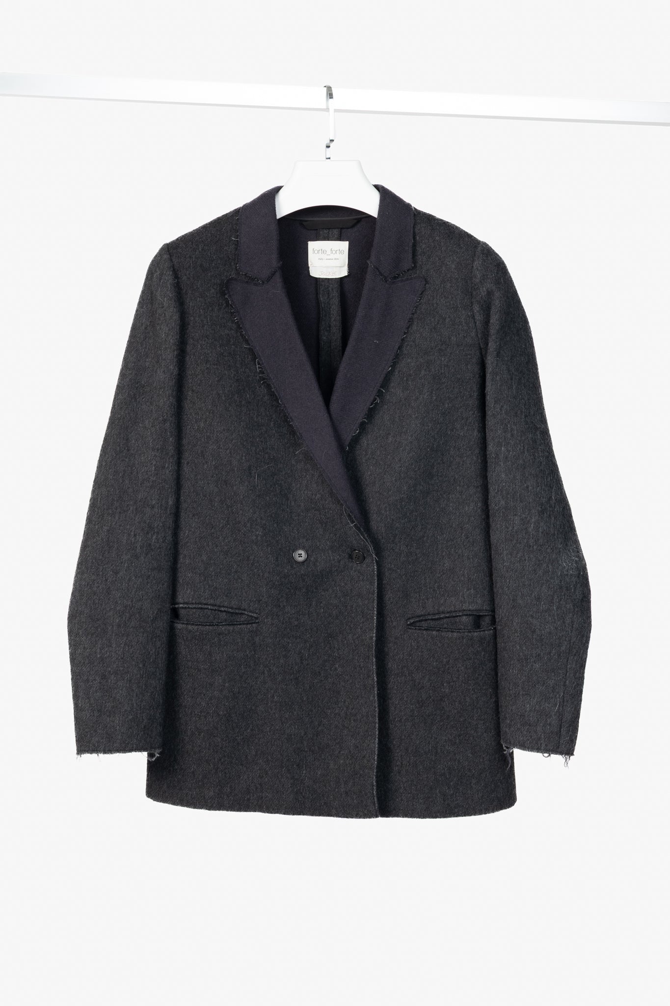 Forte Forte AW/16 Grey Wool & Alpaca Frayed-Hem Blazer