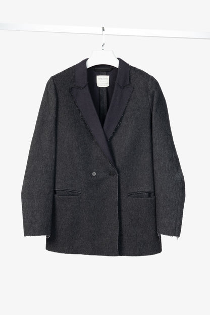 Forte Forte AW/16 Grey Wool & Alpaca Frayed-Hem Blazer