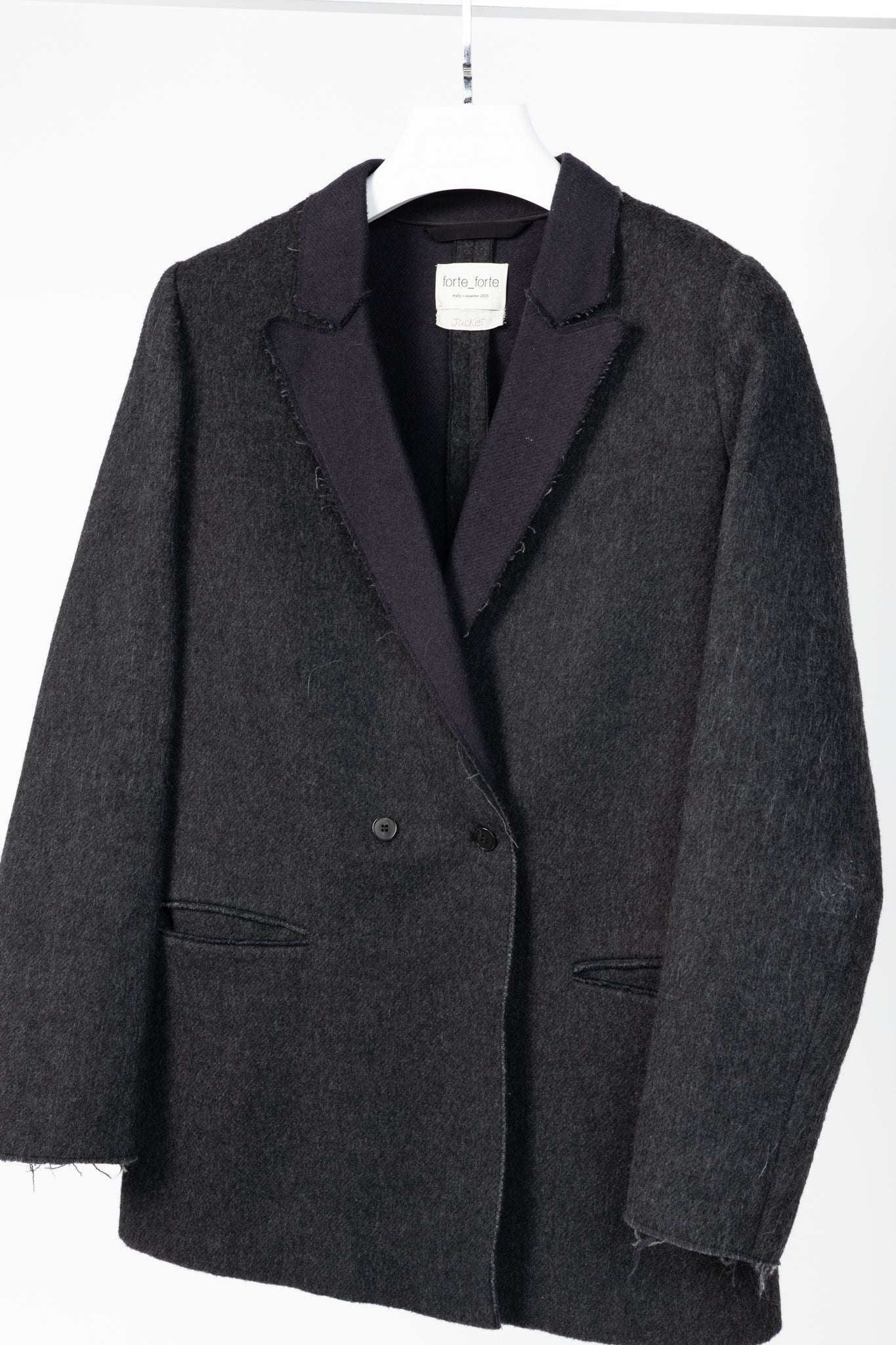 Forte Forte AW/16 Grey Wool & Alpaca Frayed-Hem Blazer