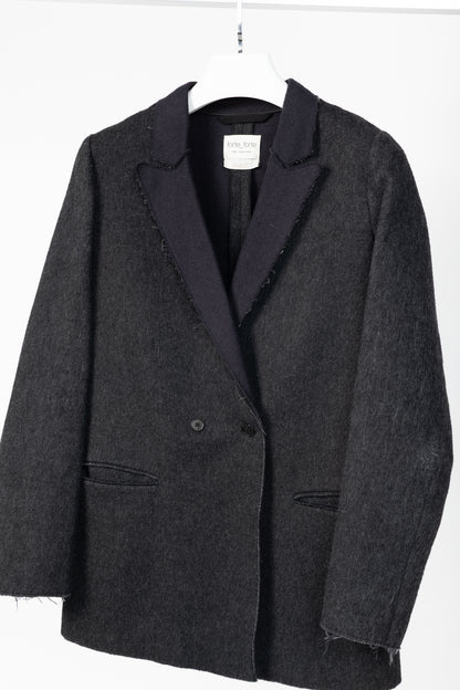 Forte Forte AW/16 Grey Wool & Alpaca Frayed-Hem Blazer