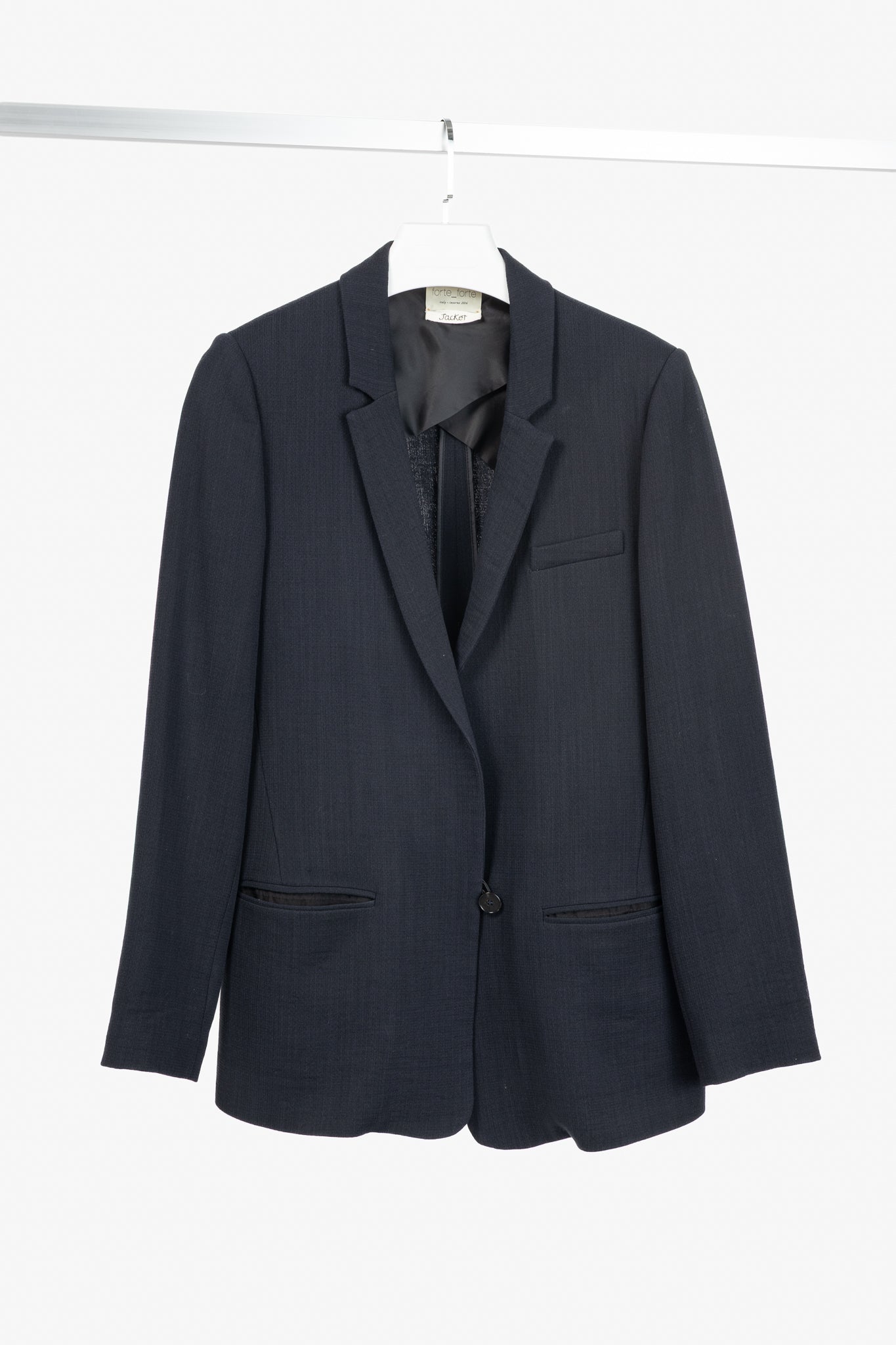 Forte Forte AW/14 Navy Wool-Blend Crepe Single-Breasted Blazer