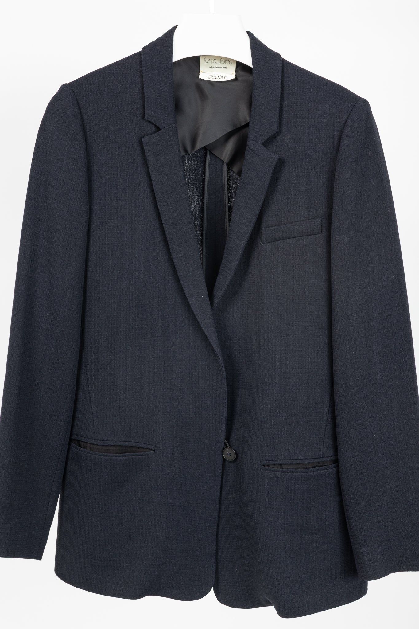 Forte Forte AW/14 Navy Wool-Blend Crepe Single-Breasted Blazer