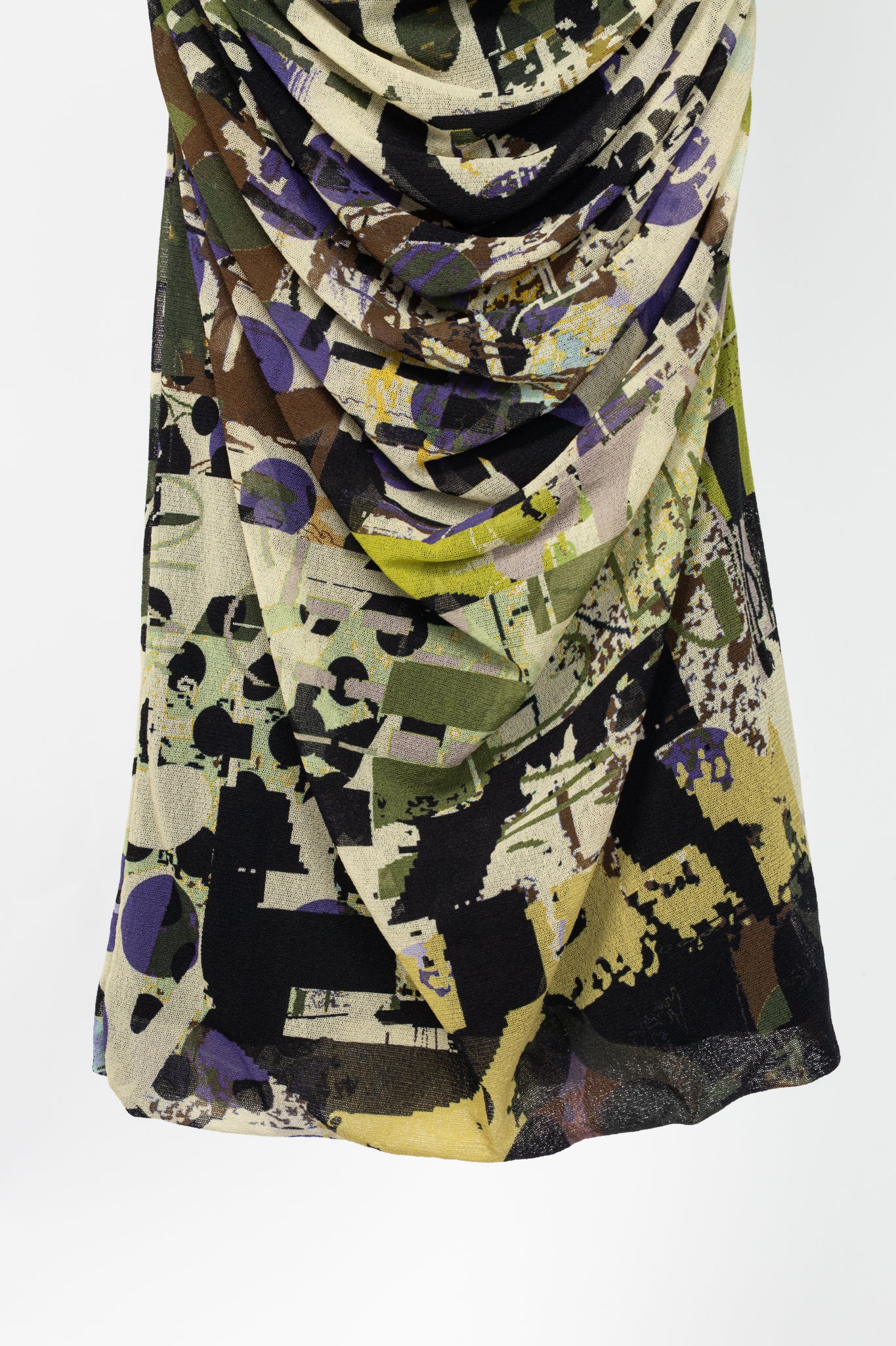 Fuzzi Green Abstract-Print Mesh Bodycon Midi Dress