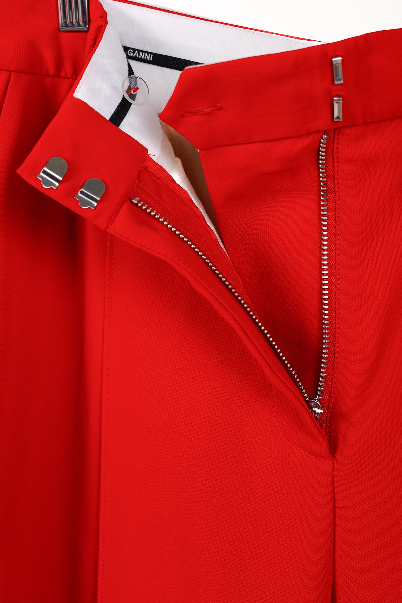 Ganni Barbados Cherry Red Twill Suiting Trousers