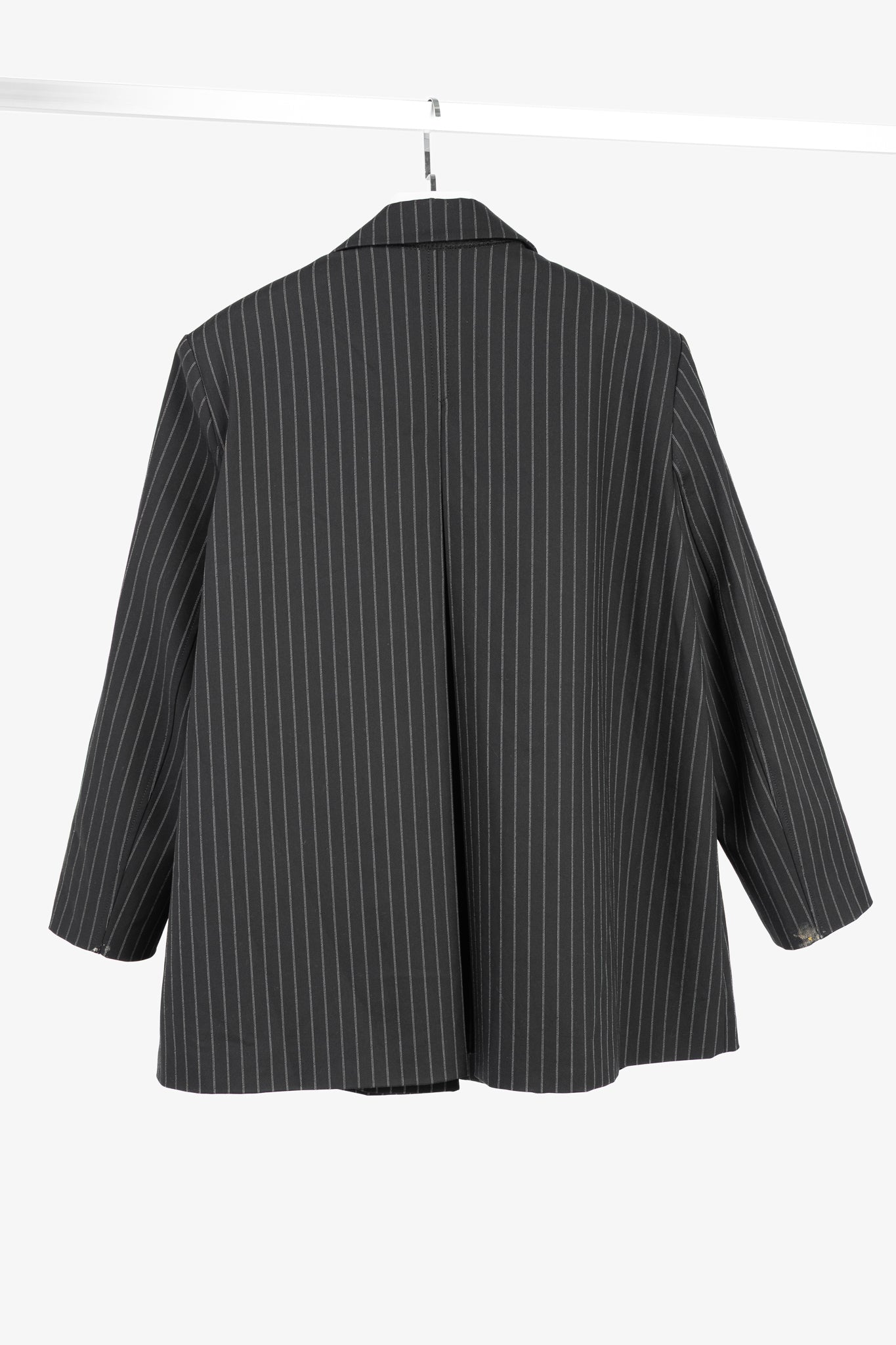 Ganni Black Pinstripe Oversized Blazer
