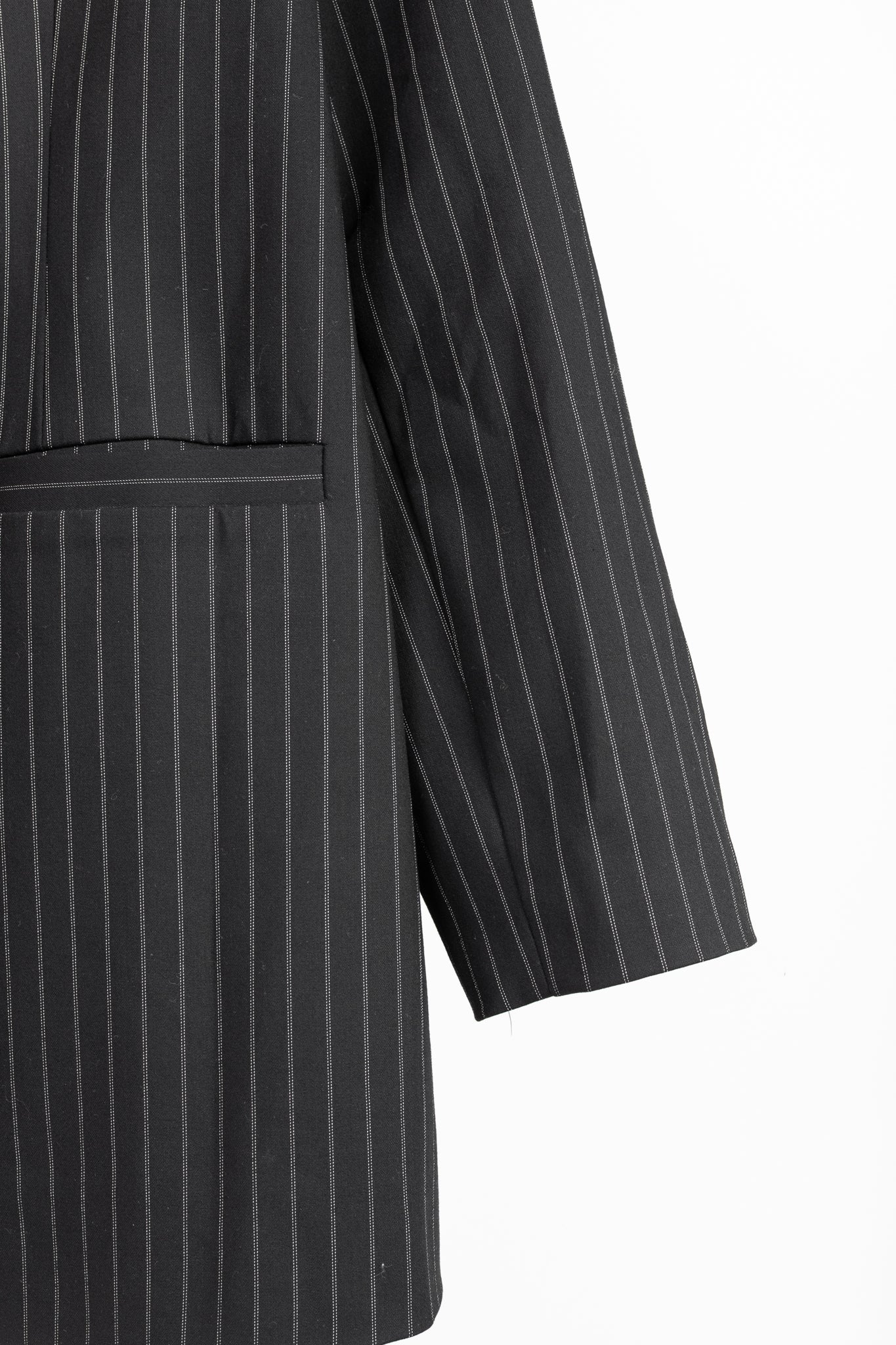 Ganni Black Pinstripe Oversized Blazer