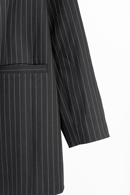 Ganni Black Pinstripe Oversized Blazer