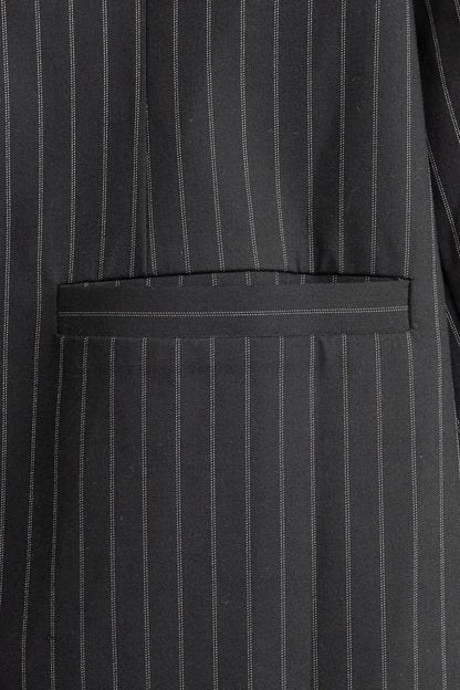 Ganni Black Pinstripe Oversized Blazer