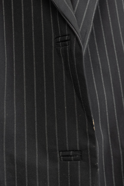 Ganni Black Pinstripe Oversized Blazer