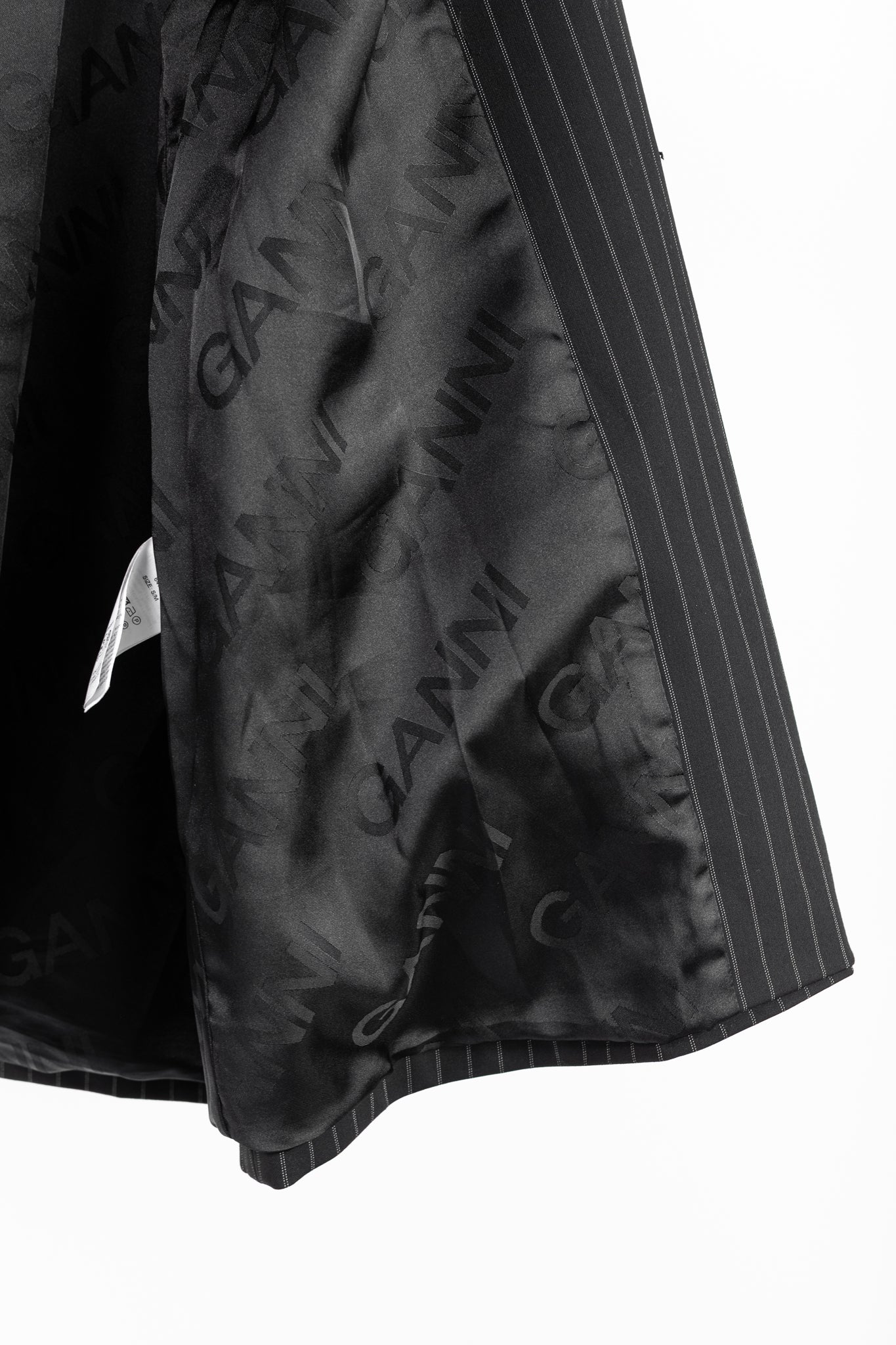 Ganni Black Pinstripe Oversized Blazer