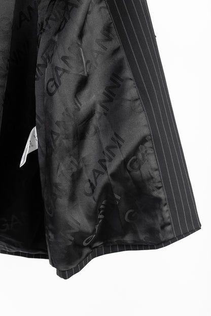 Ganni Black Pinstripe Oversized Blazer