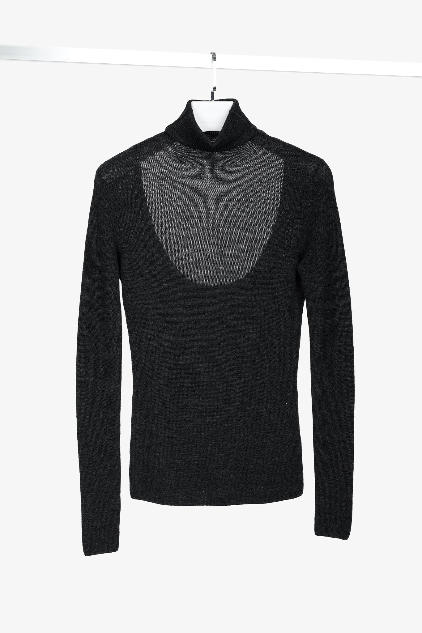 Ganni Black Light Merino Wool Knit Roll Neck Sweater