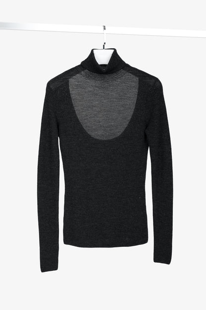 Ganni Black Light Merino Wool Knit Roll Neck Sweater