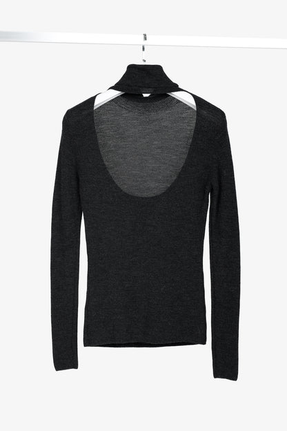 Ganni Black Light Merino Wool Knit Roll Neck Sweater