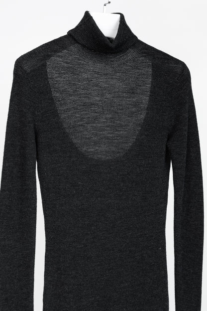 Ganni Black Light Merino Wool Knit Roll Neck Sweater