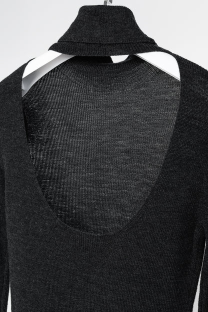 Ganni Black Light Merino Wool Knit Roll Neck Sweater