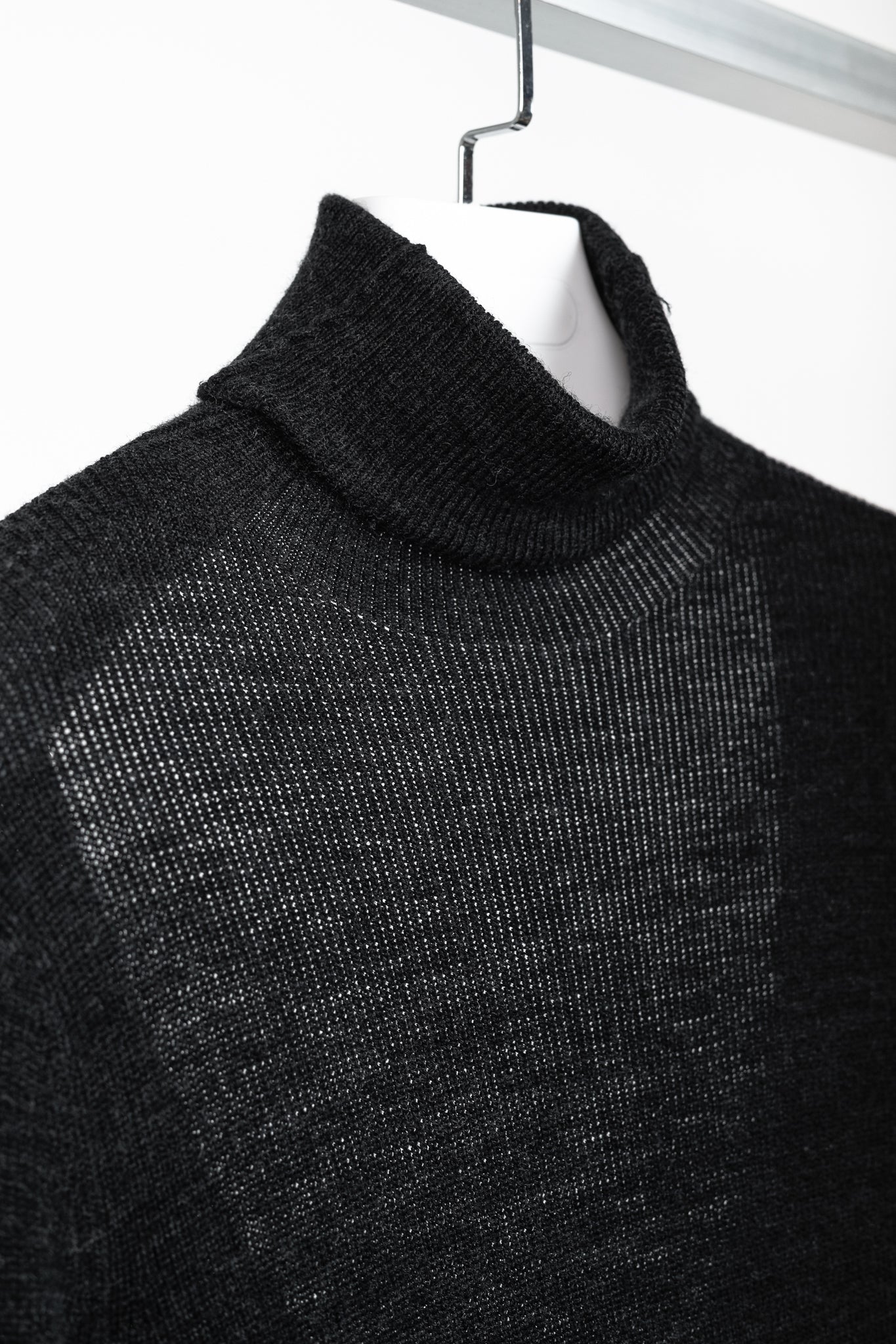 Ganni Black Light Merino Wool Knit Roll Neck Sweater