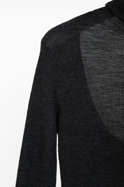 Ganni Black Light Merino Wool Knit Roll Neck Sweater