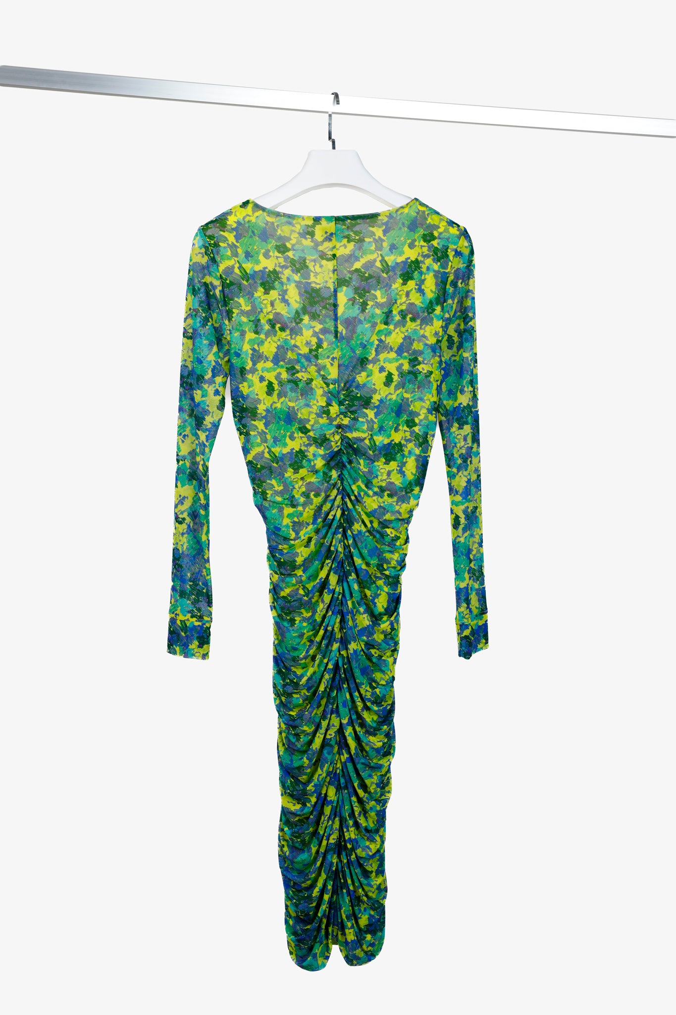 ganni green mesh dress $345 NWT GANNI Floral Print Mesh Wrap Maxi Dress, Island Green, FR34/US2