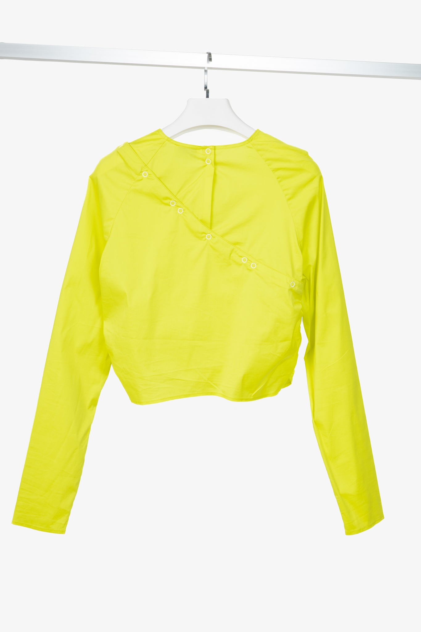 Ganni Sulphur Spring Stretch Cotton Poplin Snap Blouse