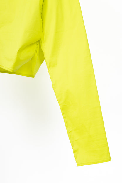 Ganni Sulphur Spring Stretch Cotton Poplin Snap Blouse