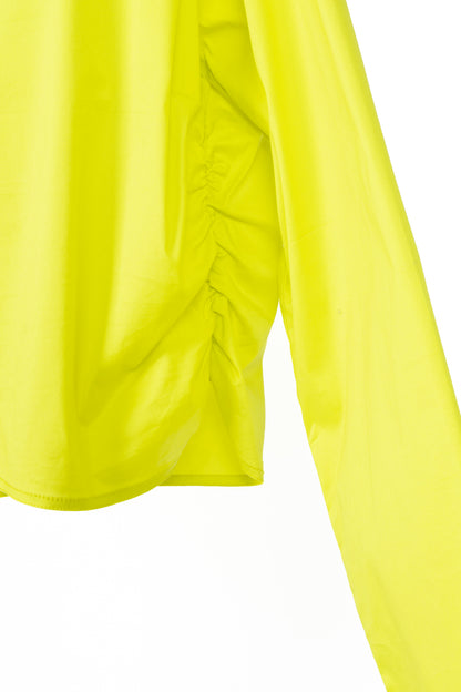 Ganni Sulphur Spring Stretch Cotton Poplin Snap Blouse