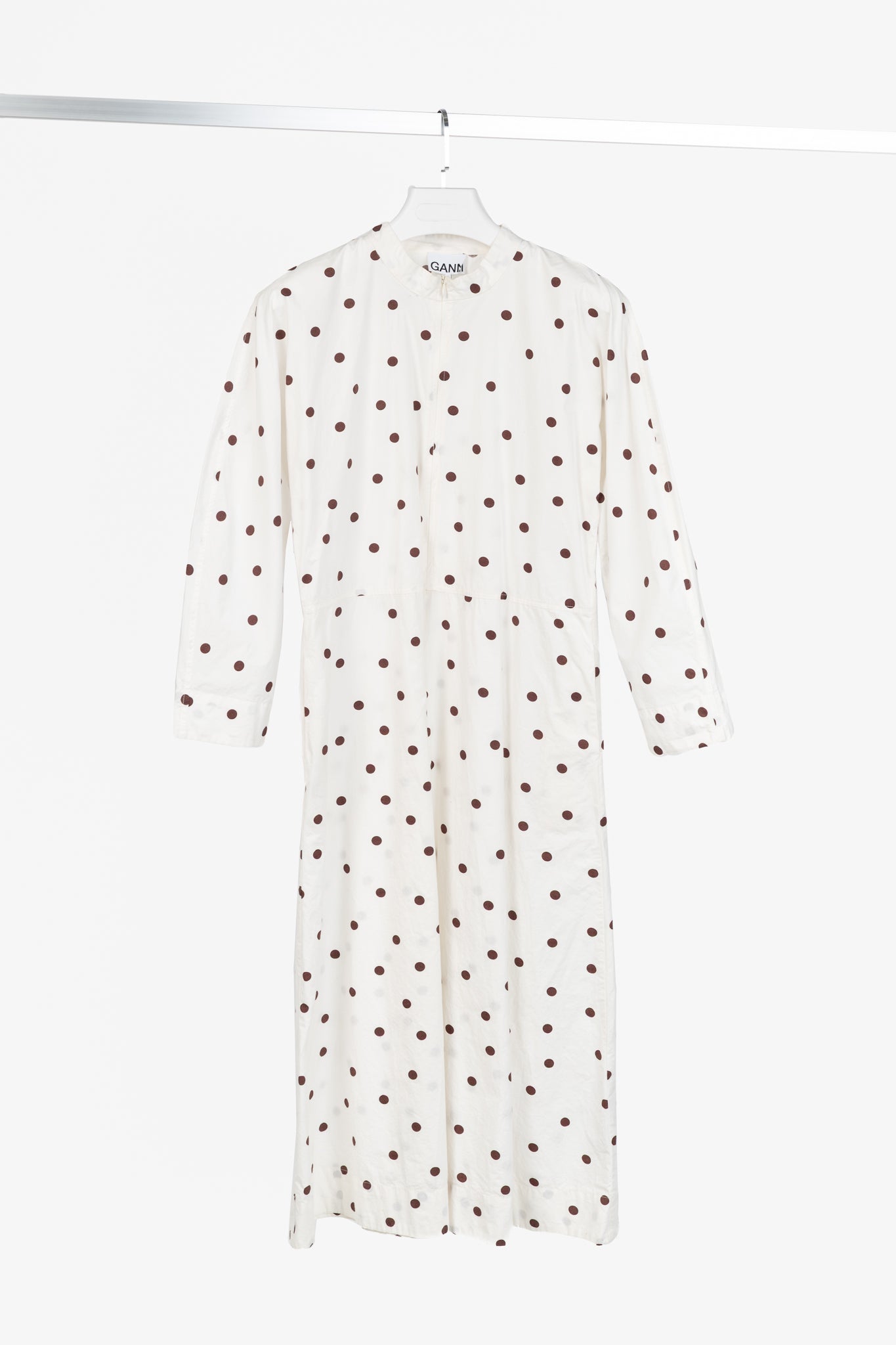 Ganni SS/20 White Polka-Dot Cotton-Poplin Midi Dress