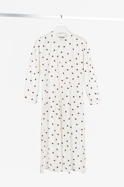 Ganni SS/20 White Polka-Dot Cotton-Poplin Midi Dress