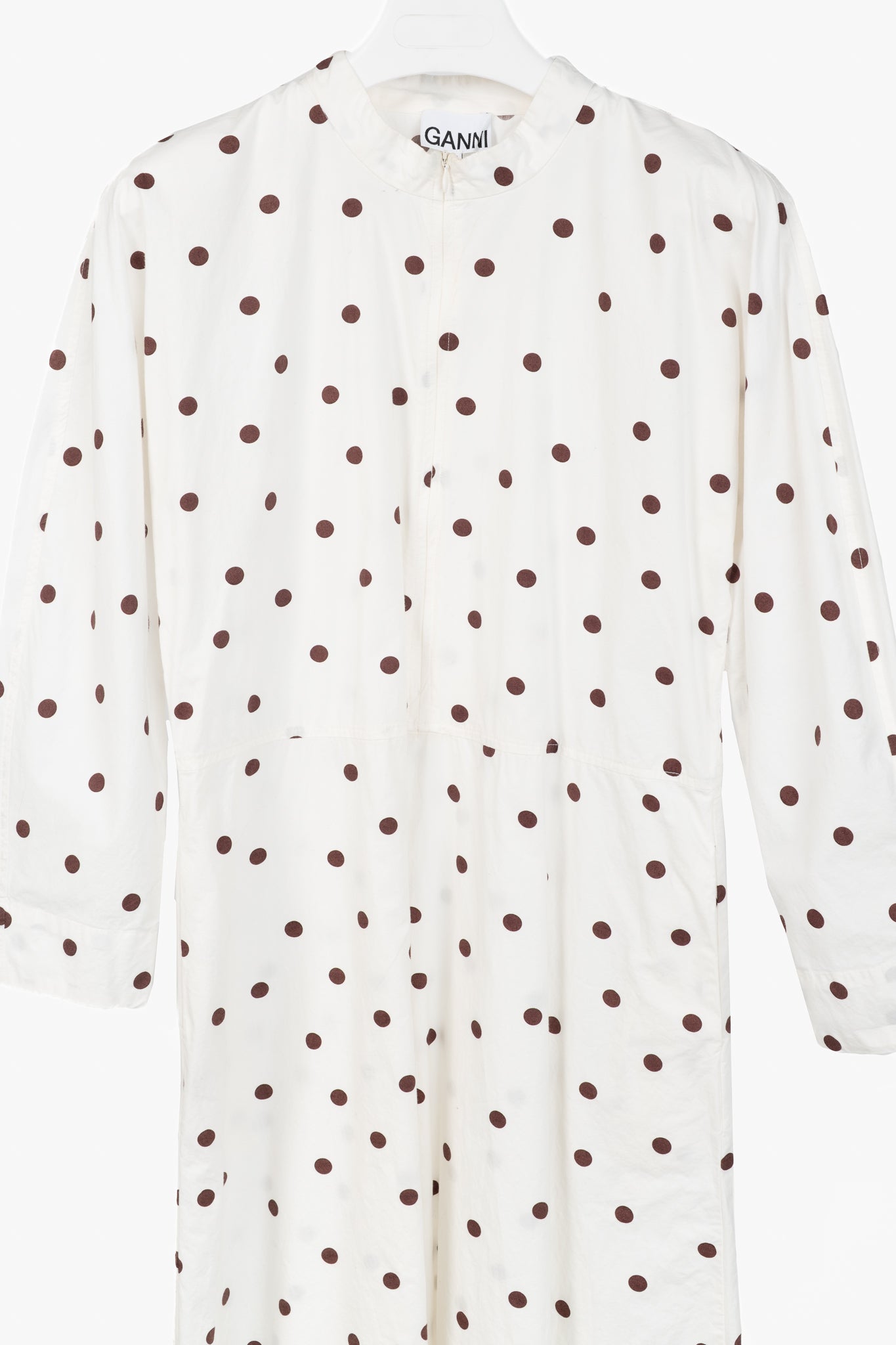 Ganni SS/20 White Polka-Dot Cotton-Poplin Midi Dress