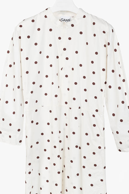 Ganni SS/20 White Polka-Dot Cotton-Poplin Midi Dress