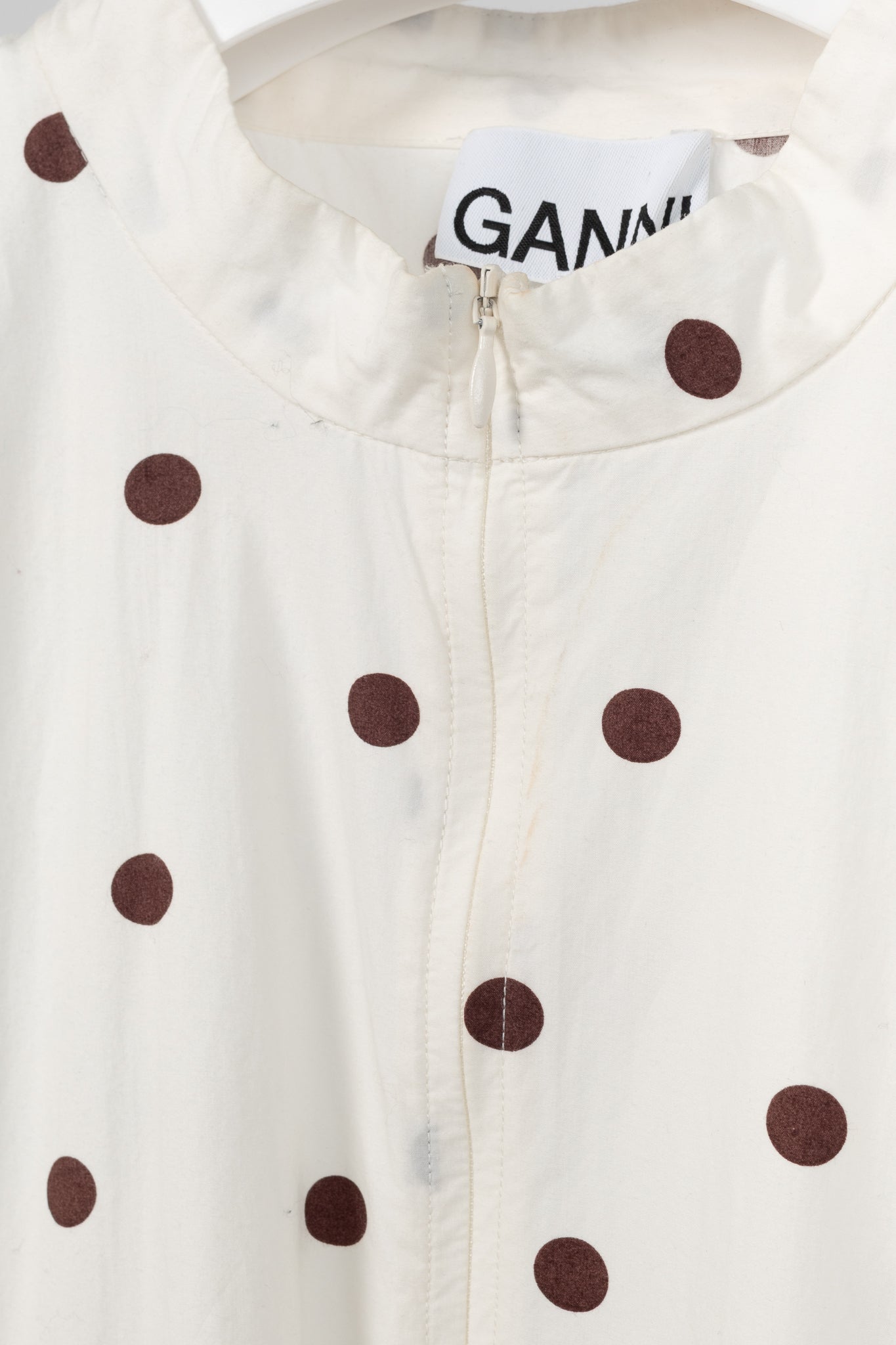 Ganni SS/20 White Polka-Dot Cotton-Poplin Midi Dress