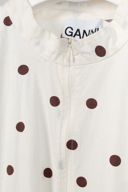 Ganni SS/20 White Polka-Dot Cotton-Poplin Midi Dress