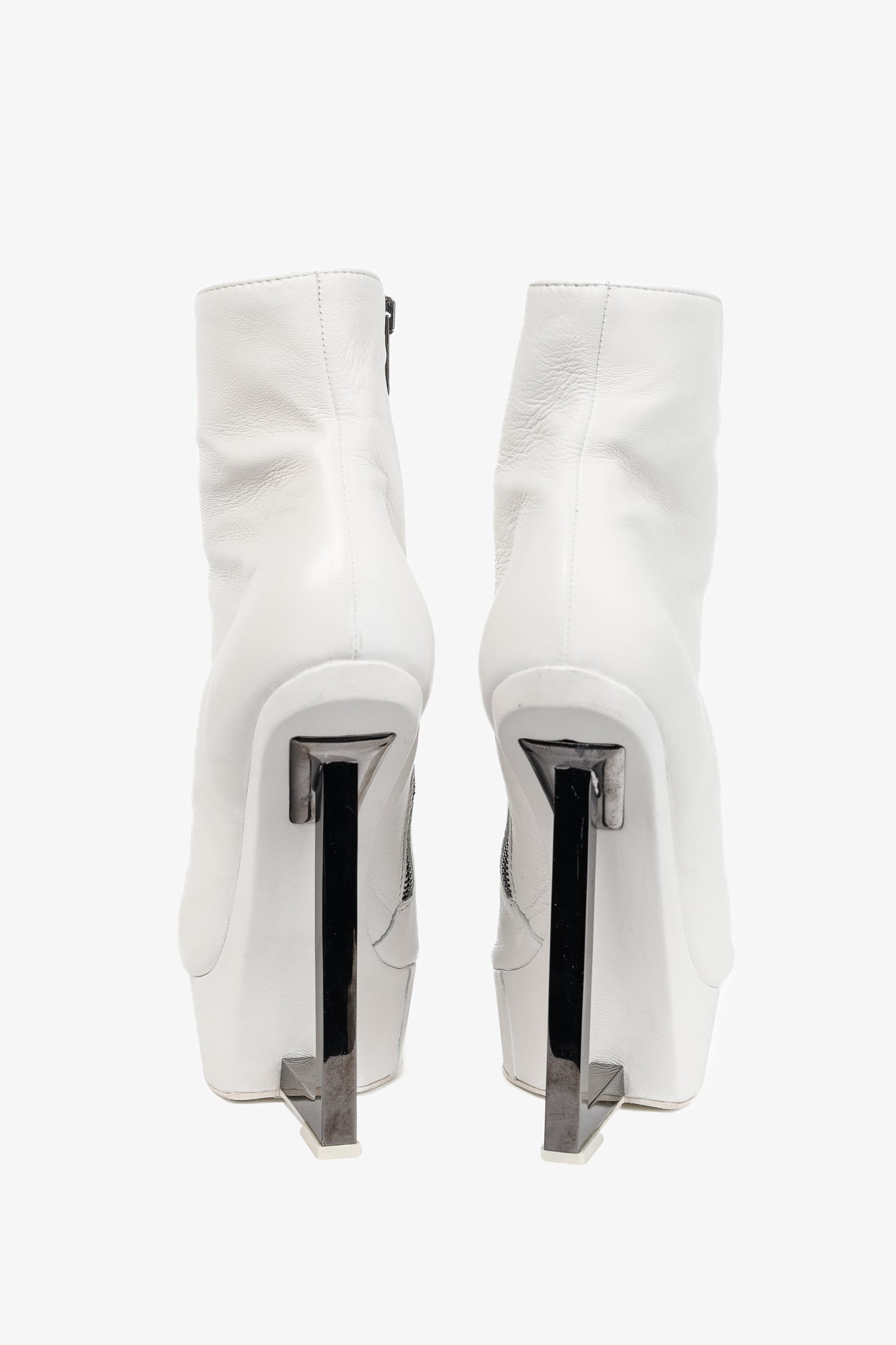 Gareth Pugh SS/14 Runway White Leather Angular-Heel Ankle Boots
