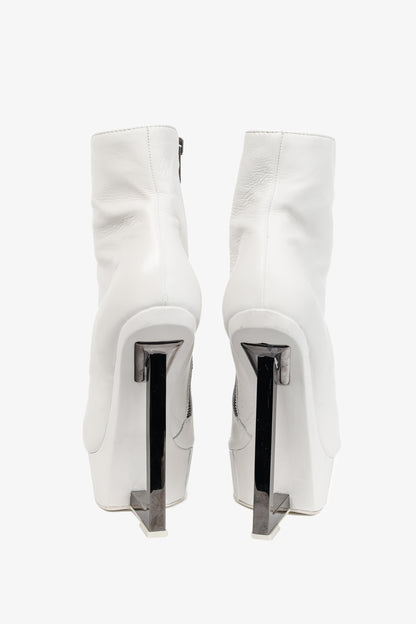 Gareth Pugh SS/14 Runway White Leather Angular-Heel Ankle Boots