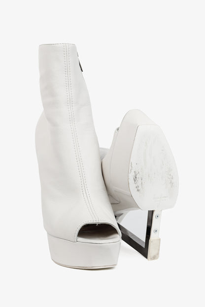 Gareth Pugh SS/14 Runway White Leather Angular-Heel Ankle Boots
