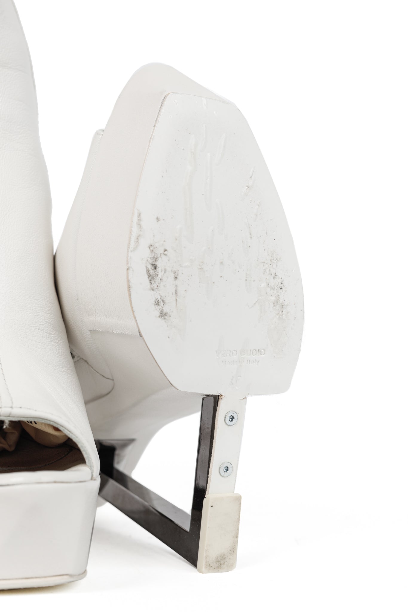Gareth Pugh SS/14 Runway White Leather Angular-Heel Ankle Boots