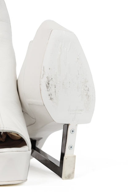 Gareth Pugh SS/14 Runway White Leather Angular-Heel Ankle Boots