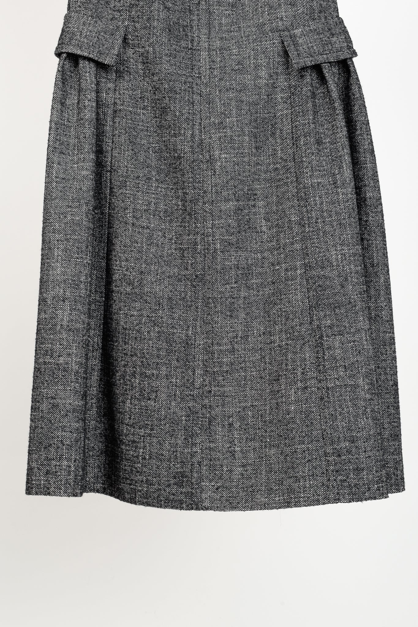 Giambattista Valli Grey Tweed Faux-Pocket Sleeveless Midi Dress