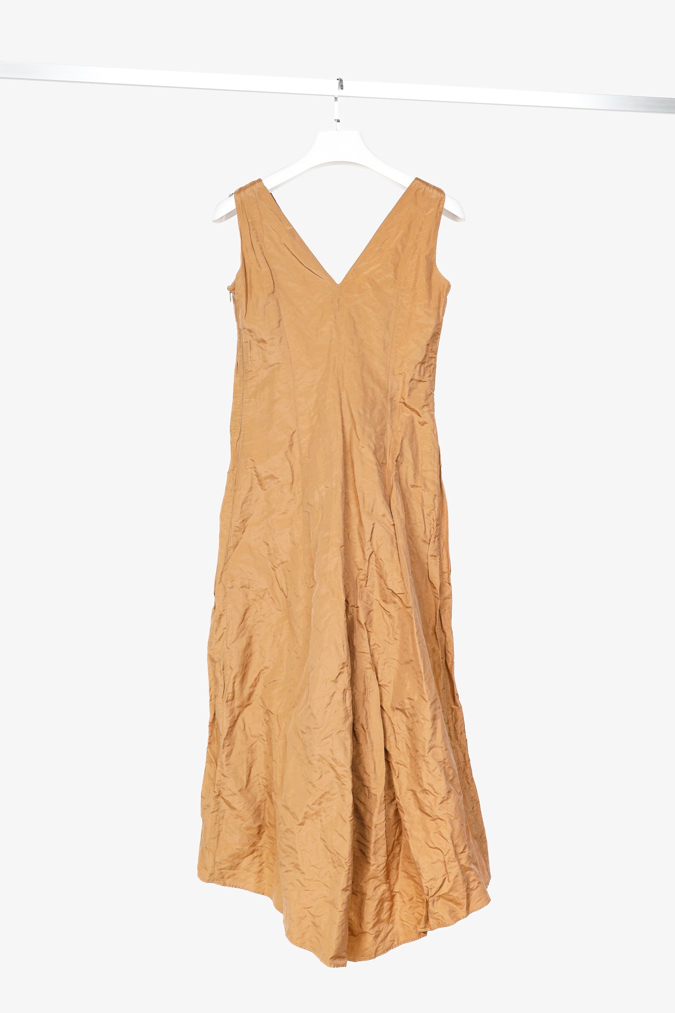 Gianfranco Ferre Studio Tan Taffeta Midi Dress