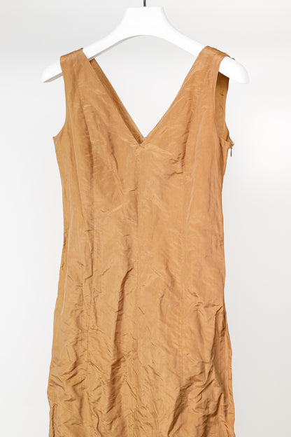 Gianfranco Ferre Studio Tan Taffeta Midi Dress