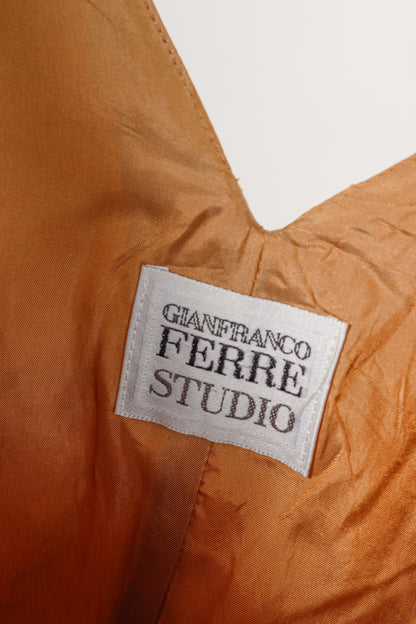 Gianfranco Ferre Studio Tan Taffeta Midi Dress