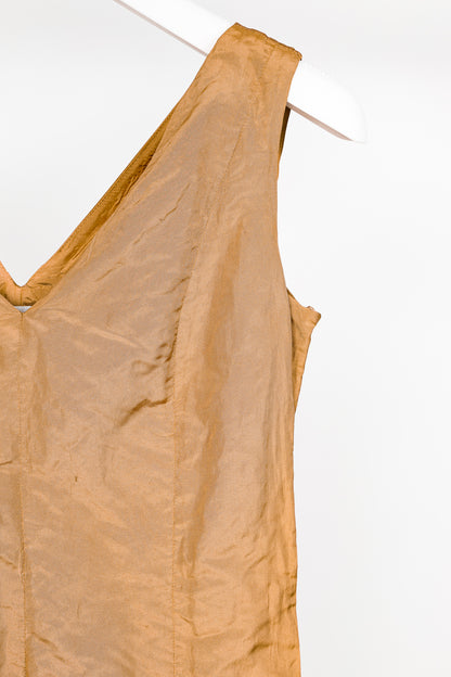 Gianfranco Ferre Studio Tan Taffeta Midi Dress