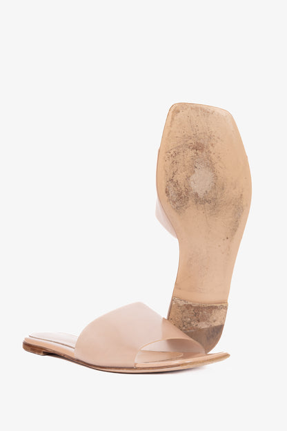 Gianvito Rossi Cosmic Nude Plexi Leather Flat Sandals