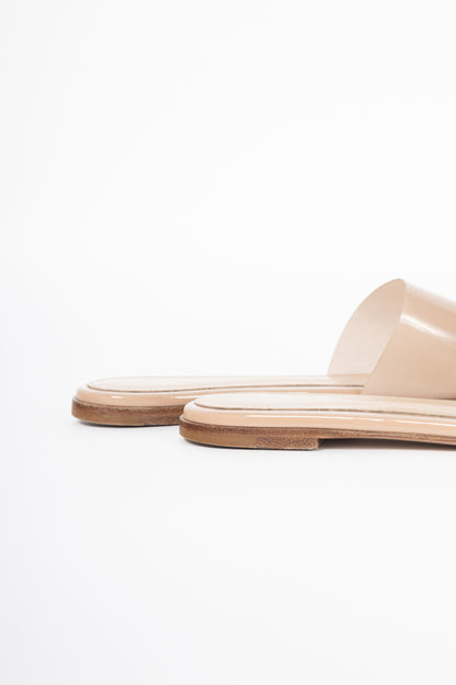 Gianvito Rossi Cosmic Nude Plexi Leather Flat Sandals