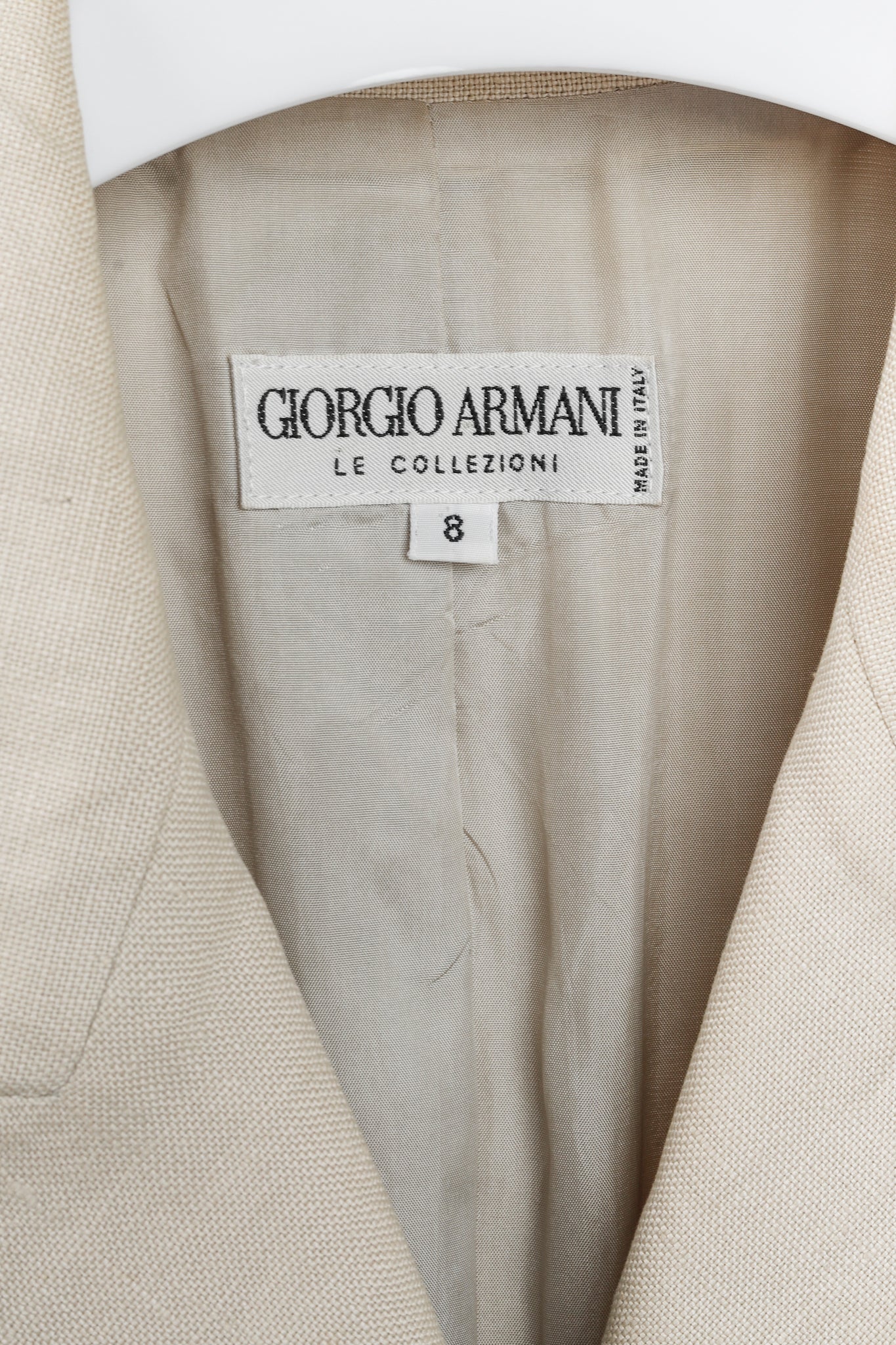 Armani Collezioni Vintage Tan Linen Double Breasted Blazer