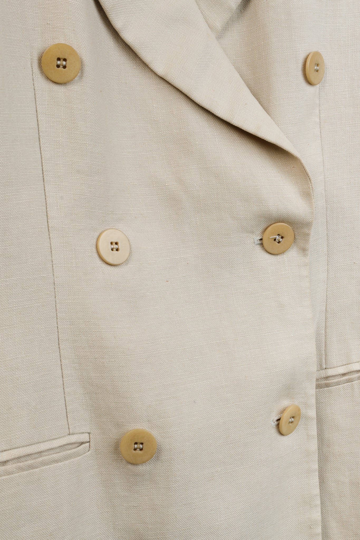 Armani Collezioni Vintage Tan Linen Double Breasted Blazer