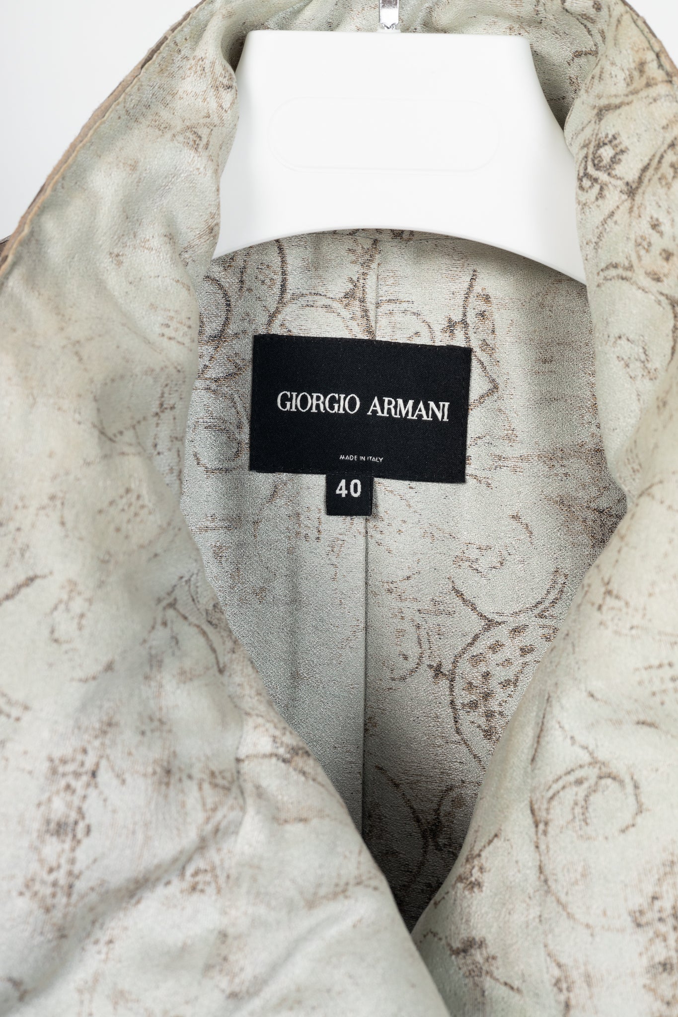 Giorgio Armani AW07 Runway Taupe Snakeskin-Pattern Leather Buttoned Jacket
